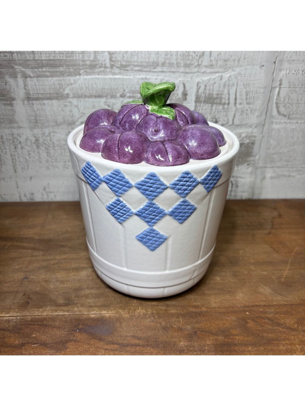 Vintage Treasure Craft Hopscotch Fruit Plum Ceramic Canister